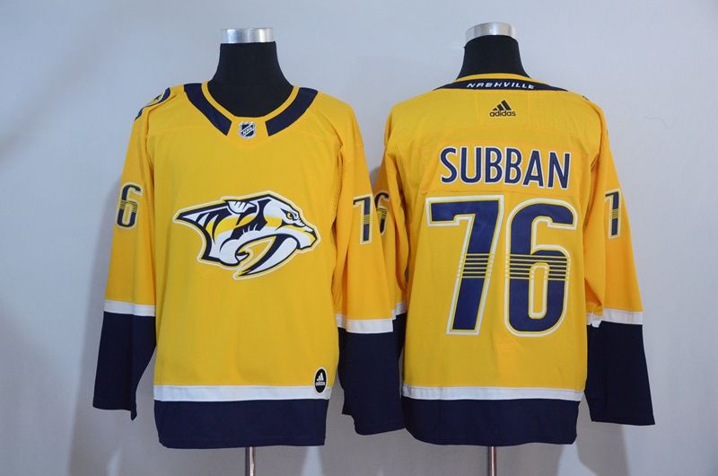 Men 2017 NHL Nashville Predators 76 Subban Yellow Adidas Jerseys